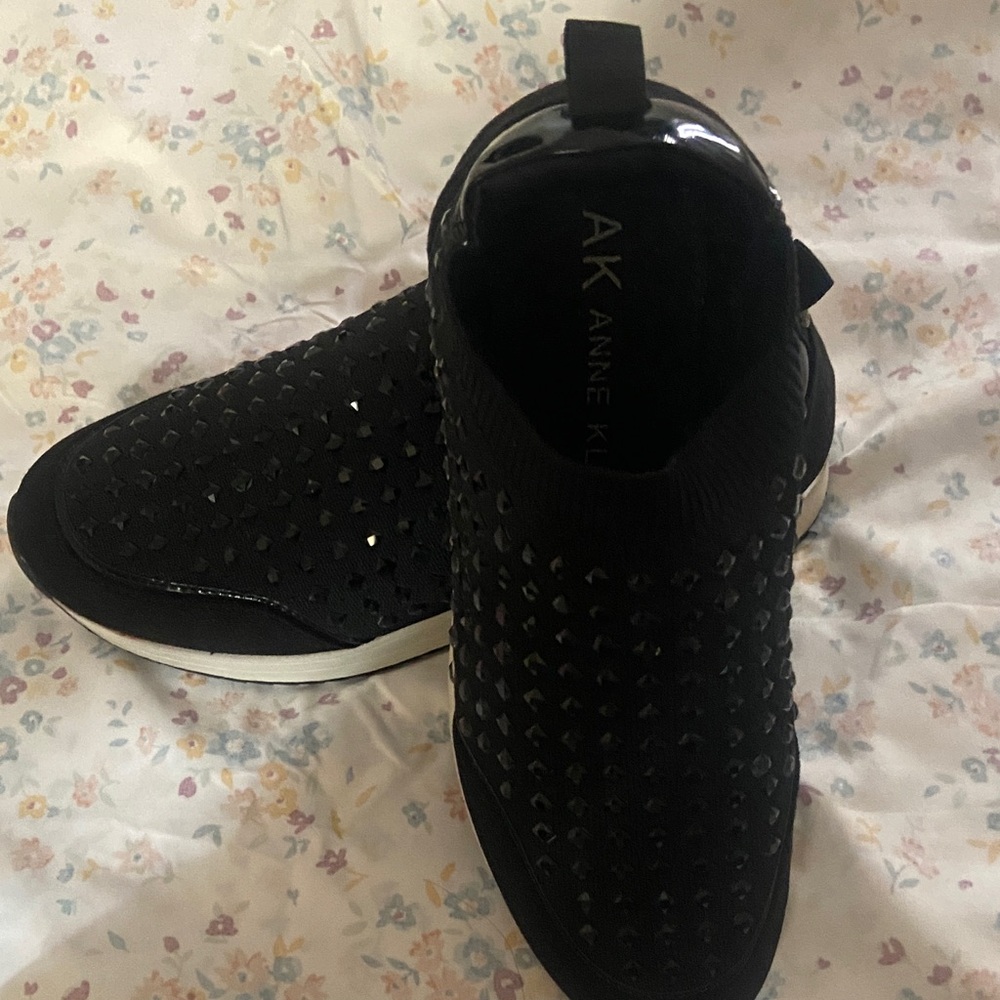 Anne Klein Black Studded Slip-On Shoes